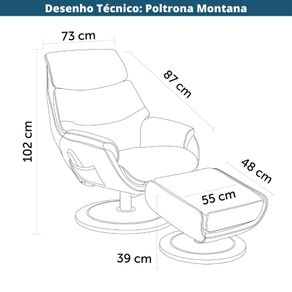 11  Poltrona de Massagem Montana Rivatti Estofado em PU Fendi Base Madeira c_ Apoio para Pes c_ Controle